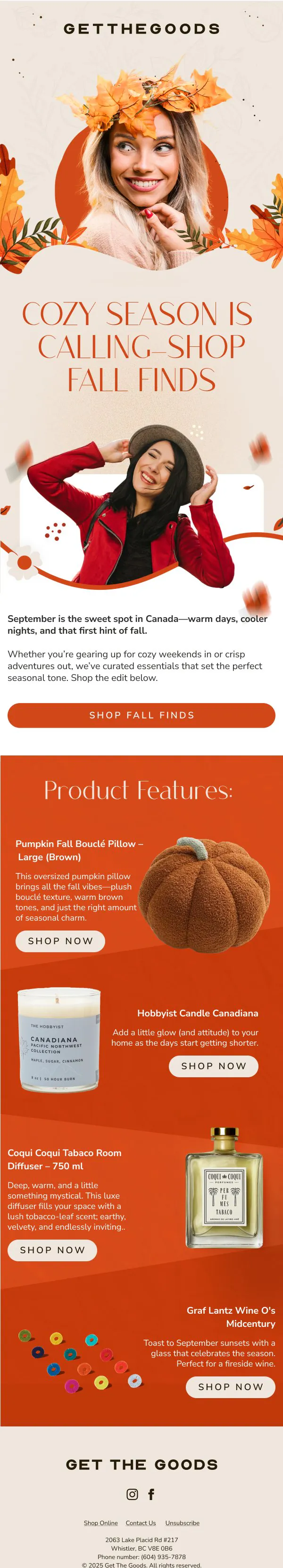 Get The Goods fall newsletter designed by ByteRoc, headline Cozy season is calling